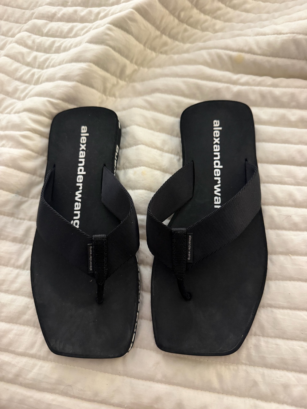 Alexander Wang Black Nylon Strap Flip-Flop Sandals
